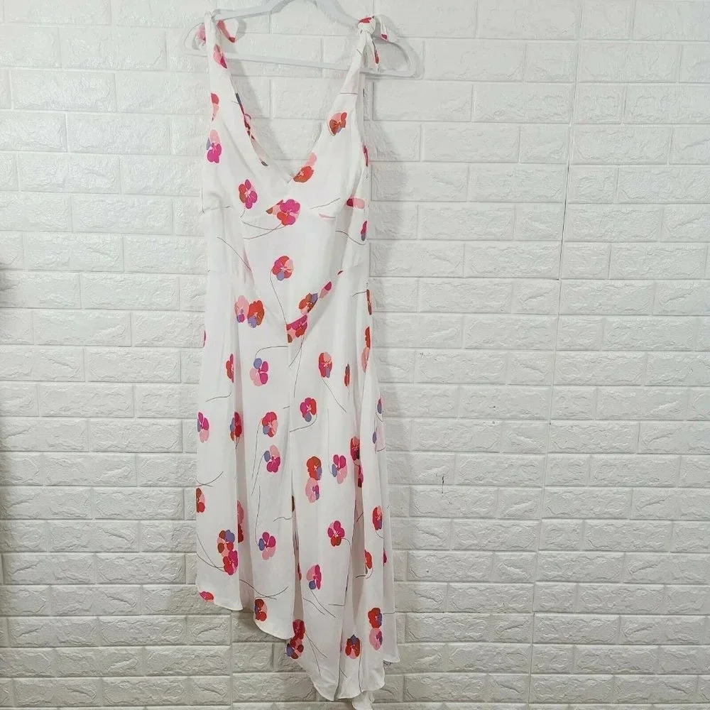New Lewitt Women's Dress Sleeveless V-Neck Floral Print White Size 14 - Picture 2 of 8